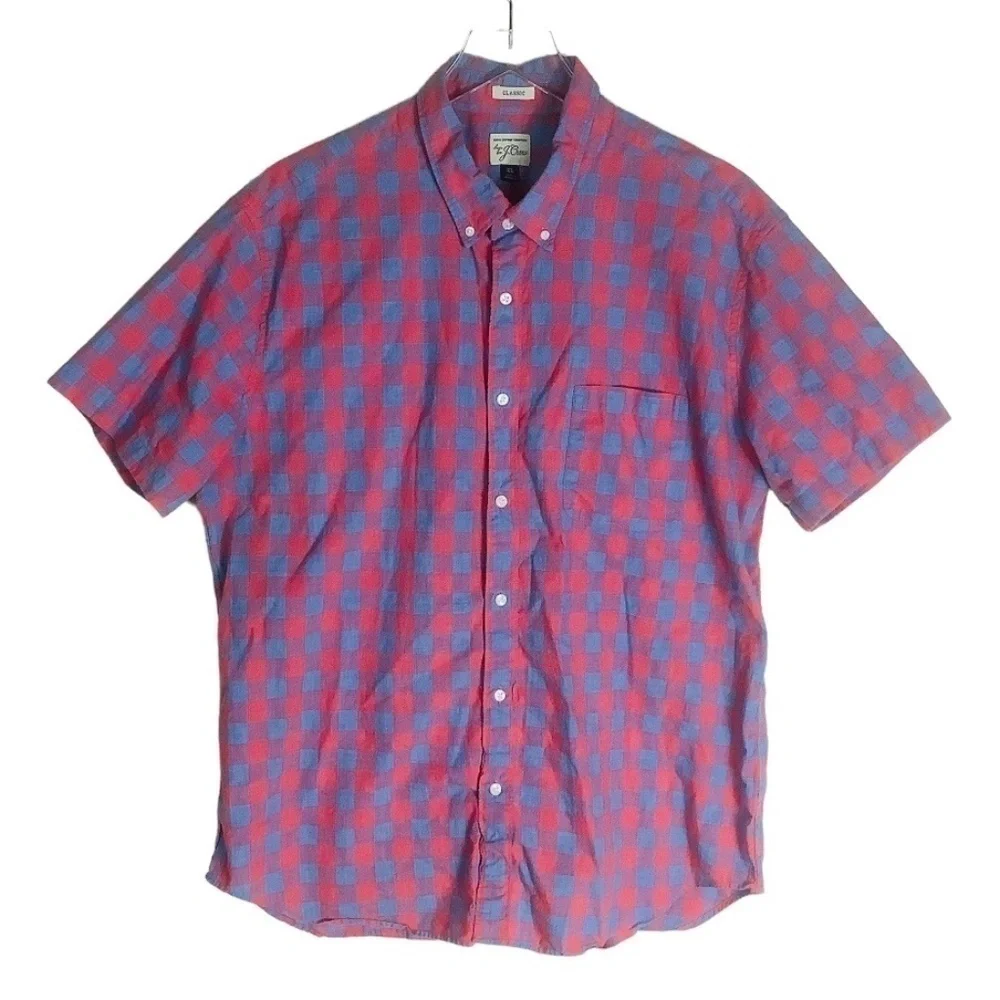 J.Crew Men's‎ Classic Gingham Button Down Short Sleeve Shirt XL